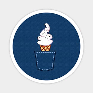 White Ice Cream Cone in Pocket Magnet